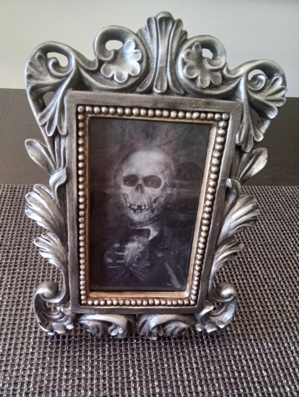 Ornate Baroque Silver-Tone Resin Goth Photo Frame